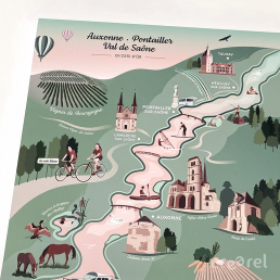 affiche illustration vectorielle office du tourisme auxonne cap val de saone